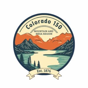 Colorado 150 Logo Mountains and Mesa Region