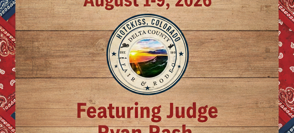 Event thumbnail for the Delta County Fair, August 1–9, 2026, featuring special guest livestock judge Ryan Rash.