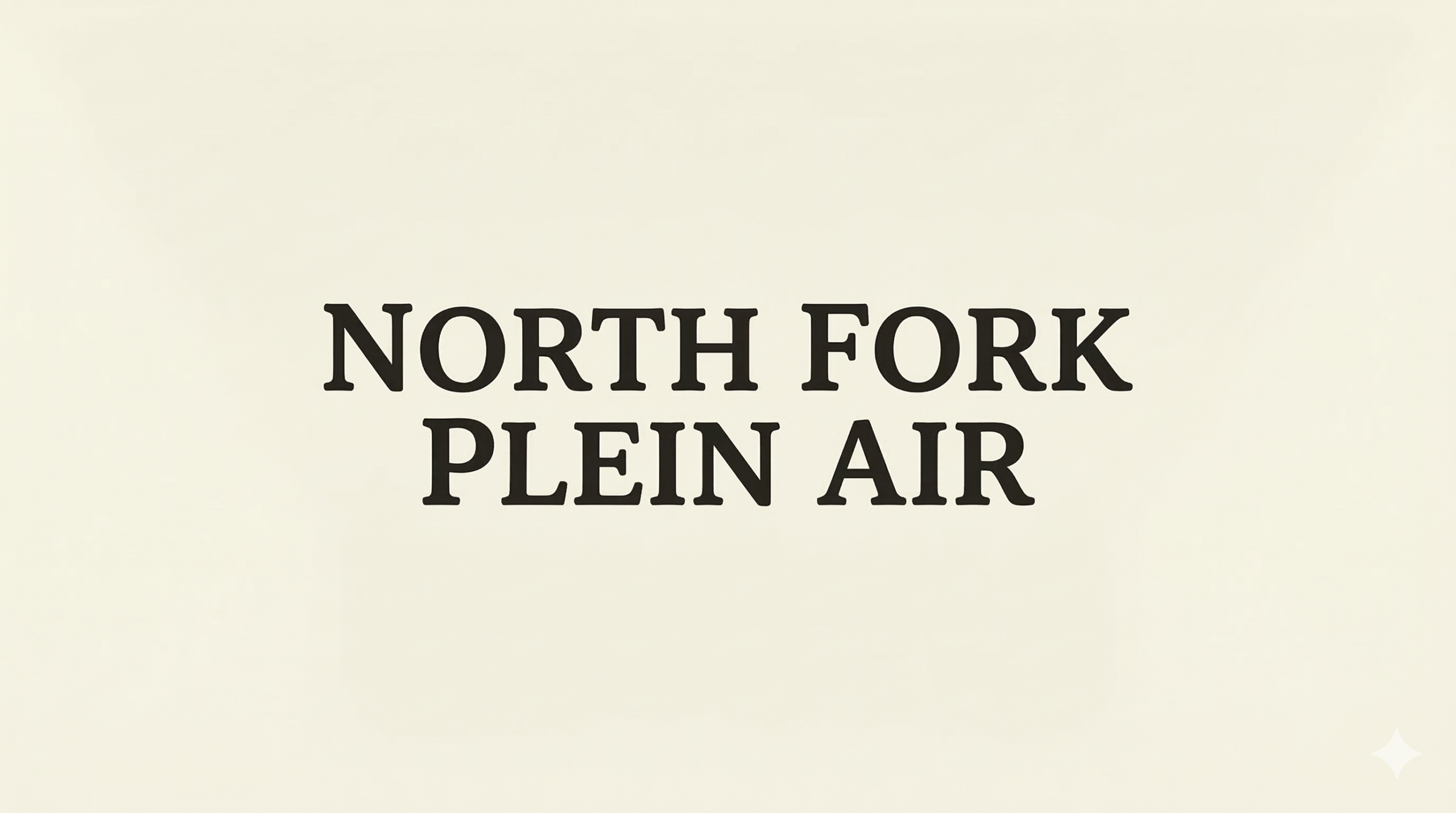 A basic promotional graphic for the 1st Annual North Fork Plein Air event. The image has a textured, off-white background resembling art paper. Centered on the image are only the words "NORTH FORK PLEIN AIR" in a clear, bold, dark serif font. The text is stacked, with "NORTH FORK" on the top line and "PLEIN AIR" directly beneath it, with balanced spacing. The image is minimal and clear, with no logos, dates, or decorative elements.