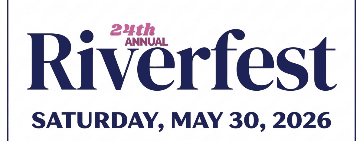 A square promotional graphic for the 24th Annual Riverfest in Paonia, Colorado. Visual Composition: Top Section: Features the logos for the Western Slope Conservation Center and The Learning Council side-by-side at the top. Middle Section: The event title "24th ANNUAL Riverfest" is centered in a bold, dark purple serif font. Directly beneath the title, the date "SATURDAY, MAY 30, 2026" is printed in a clean, dark blue sans-serif font. Bottom Section: A gold-bordered box contains the text "LIVE MUSIC! FOOD | ACTIVITIES SILENT AUCTION" in stacked, bold gold lettering. Border: The entire graphic is enclosed in a thin, dark blue square frame against a clean white background, maintaining high contrast for readability.