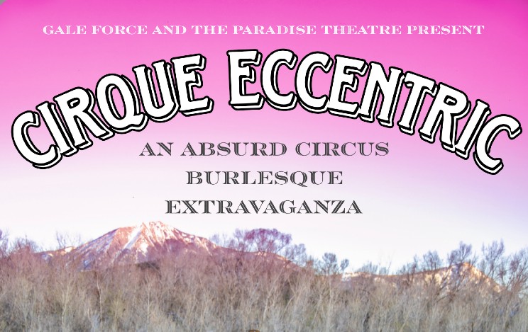 Promotional graphic for Cirque Eccentric After Dark at the Paradise Theatre. Features vintage-inspired circus aesthetic with bold text: Saturday, June 21, 8pm. Adults only 18 plus.