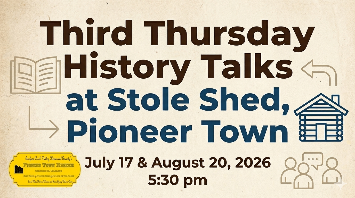 promotional Flier for Third Thursdays Talks at the Stole Shed, Pioneer Town