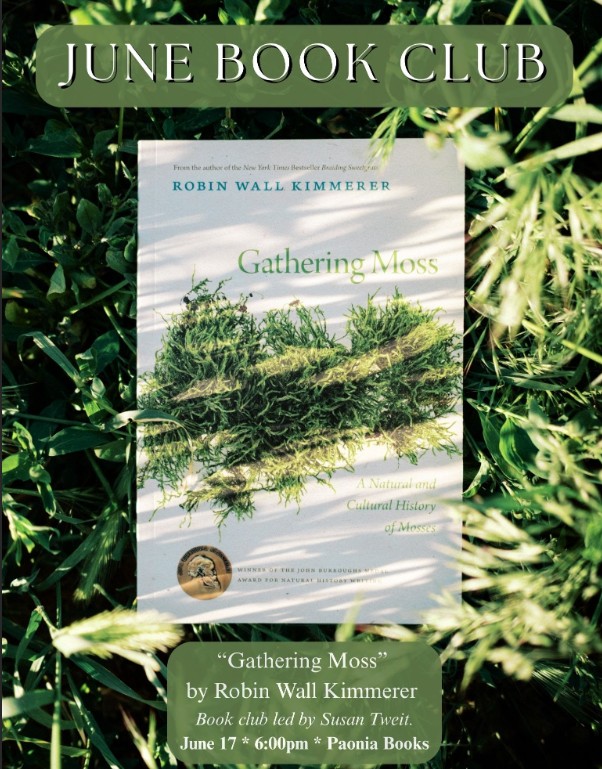 Image of," Gathering Moss", by Robin Wall Kimmerer on a bed of grass