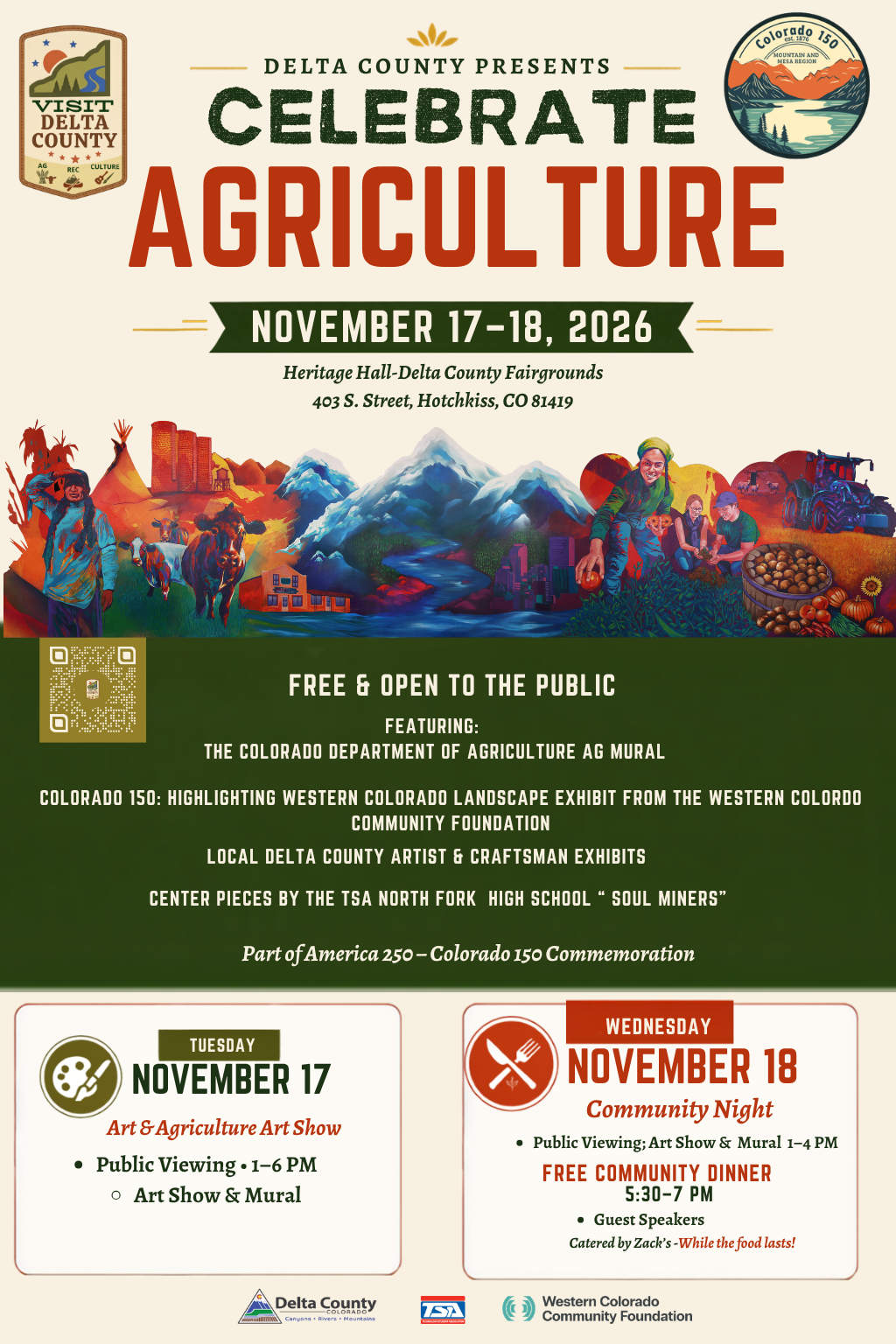 Colorful Flier for the November 17 and 18 Ag Mural Event